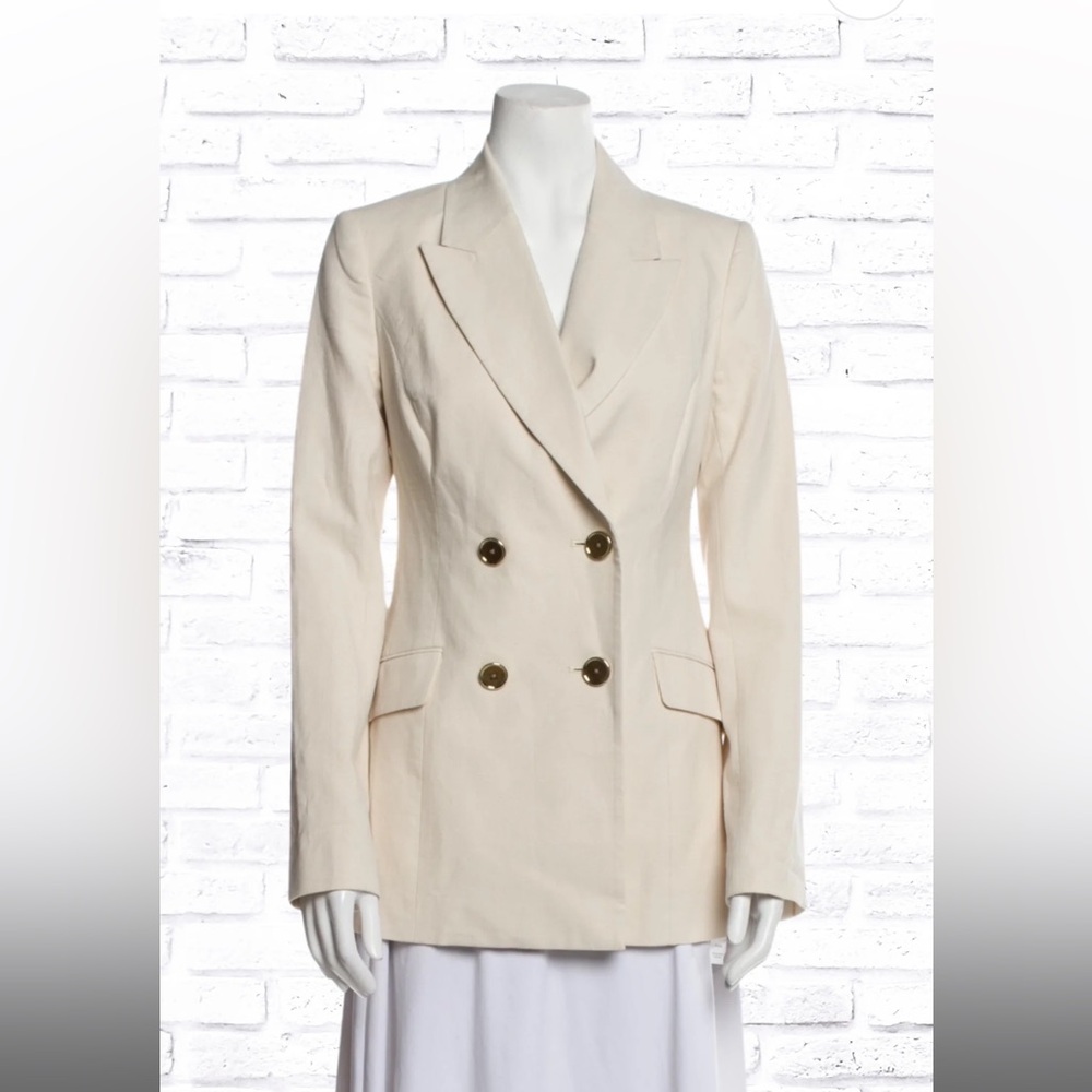 Rebecca Vallance 'Verano' Double-Breasted Linen-Blend Blazer